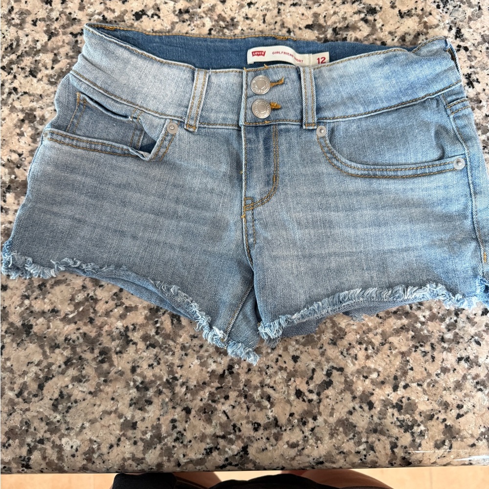 Levi's Blue Distressed Denim Shorts